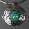 Pendentifs en alliage de Zinc turquoise, avec turquoise, Plat rond, strie, protéger l'environnement, sans nickel, plomb et cadmium Environ Vendu par sac