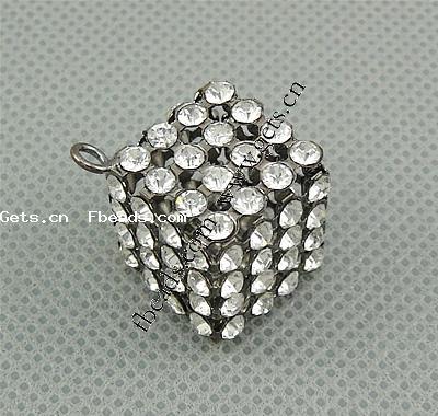 Pendentifs strass en laiton, cube, Placage, avec strass, plus de couleurs à choisir, 16x16x16mm, Trou:Environ 2.5mm, Vendu par PC