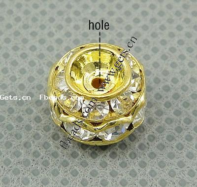 Rondelle Strass Spacer, Messing, plattiert, mit Strass, keine, 10x8mm, Bohrung:ca. 1mm, verkauft von PC