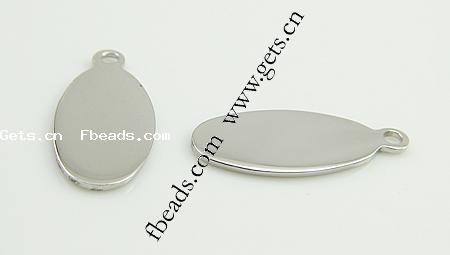 Stainless Steel Tag Charm, Flat Oval, Customized, original color, 17.5x8x0.8mm, Hole:Approx 1.5mm, 2000PCs/Bag, Sold By Bag