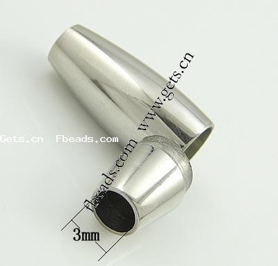 Fermeture magnétique en acier inoxydable rond, tube, Placage, Personnalisé, plus de couleurs à choisir, 25x8mm, Trou:Environ 3mm, Vendu par PC