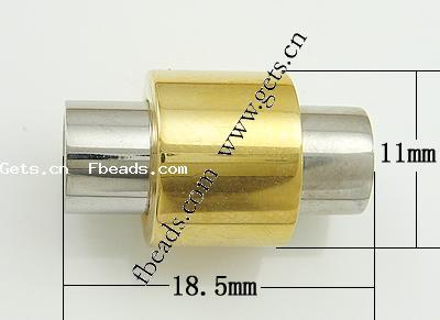 Cierre magnético redondo de acero inoxidable, acero inoxidable 316, Tubo, chapado, Modificado para requisitos particulares, más colores para la opción, 18.5x11mm, agujero:aproximado 5mm, Vendido por UD