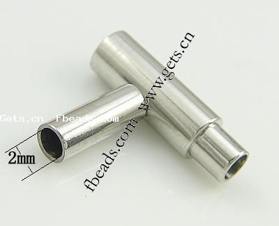 Round Stainless Steel Magnetic Clasp, 316 Stainless Steel, Tube, plated, Customized, more colors for choice, 16x4mm, Hole:Approx 2mm, Sold By PC