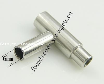 Round Stainless Steel Magnetic Clasp, 316 Stainless Steel, Tube, plated, more colors for choice, 21.5x8mm, Hole:Approx 6mm, Sold By PC