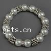 Zinc Alloy Pearl Bracelets, Glass Pearl, with Zinc Alloy, 8-12mm .5 Inch 