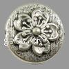 Perles plates en alliage de zinc , Plat rond, Plaquage normal, avec le motif de fleurs, plus de couleurs à choisir Environ 1mm, Vendu par kg