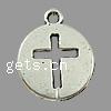 Zinc Alloy Flat Round Pendants, plated, hollow cadmium free Approx 2mm 