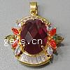 Pendentifs en laiton zircon cubique (CZ), ovale, Placage, avec zircone cubique & facettes, plus de couleurs à choisir Environ 3-5mm, Vendu par PC