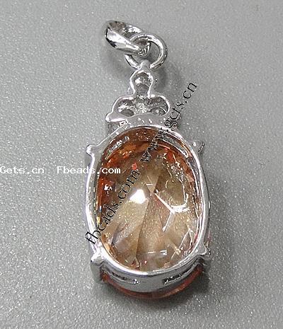 Pendentifs en laiton zircon cubique (CZ), ovale, Placage, avec zircone cubique & facettes, plus de couleurs à choisir, 25x13x8mm, Trou:Environ 3-5mm, Vendu par PC