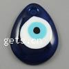 Evil Eye Lampwork Pendants, with Iron, Teardrop dark blue * mm * mm * mm * mm 