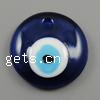 Evil Eye Lampwork Pendants, with Iron, Flat Round dark blue 