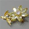 Broche de zircon cubique, laiton, fleur, Plaqué d'or, avec zircone cubique & facettes, plus de couleurs à choisir Vendu par PC