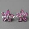 Cubic Zircon (CZ) Stud Earring, Cubic Zirconia, brass post pin, Flower 