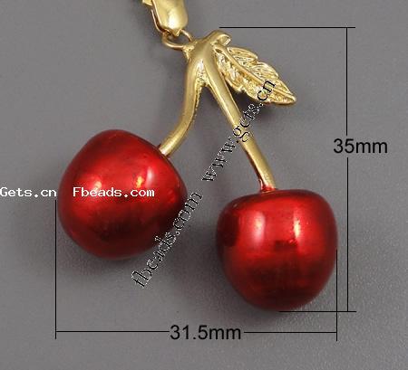 Zinc Alloy Enamel Pendants, Cherry, plated, more colors for choice, 35x31.5x14mm, Hole:Approx 2mm, Sold By PC