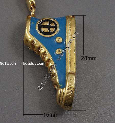 Zinklegierung Schuhe Anhänger, mit Emaille, plattiert, Emaille, keine, 28x15x9mm, Bohrung:ca. 2mm, verkauft von PC