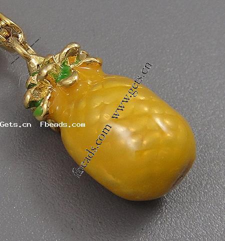 Zinc Alloy Enamel Pendants, Pineapple, plated, more colors for choice, 18x9mm, Hole:Approx 2mm, Sold By PC