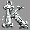 Pendentif alphabet en zinc, alliage de zinc, Lettre K, Placage, plus de couleurs à choisir Environ 2.5mm, Environ Vendu par sac