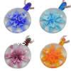 Inner Flower Lampwork Pendants, Flat Round Approx 7mm 