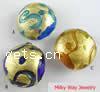 Gold Foil Lampwork Beads, flat round 