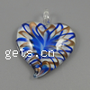 Lampwork Pendants, Heart, handmade, gold sand Approx 8mm 