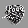 Zinc Alloy European Beads, Heart, plated, without troll Approx 5mm 