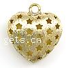 Pendentifs de coeur en laiton, Placage, avec motif d'étoile & tréfilage métallique & creux, plus de couleurs à choisir Environ 2.5mm Vendu par sac