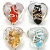 Gold Sand Lampwork Beads, Heart 