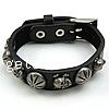 Pulsera de cuero , Cuero de vaca, con aleación de zinc, chapado, Negro, 15mm, longitud:10 Inch, Vendido por Sarta