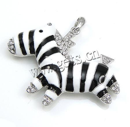 Zinc Alloy Enamel Pendants, Zebra, plated, with rhinestone, more colors for choice, nickel free, 65x49x10mm, Hole:Approx 4.5mm, Sold By PC