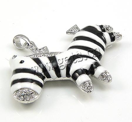 Zinc Alloy Enamel Pendants, Zebra, plated, with rhinestone, more colors for choice, nickel free, 65x49x10mm, Hole:Approx 4.5mm, Sold By PC