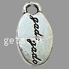 Zinc Alloy Message Pendants, Oval, plated Approx 2mm 