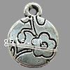 Zinc Alloy Flat Round Pendants, plated, with flower pattern Approx 2mm 