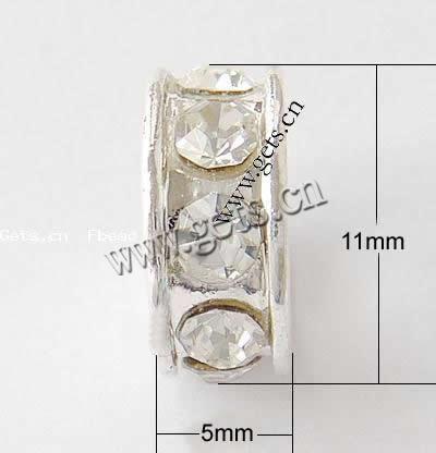 Rondelle Strass Spacer, mit Zinklegierung, 11x5mm, Bohrung:ca. 4.5mm, verkauft von PC