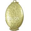 Brass Locket Pendants, Flat Oval, plated, with flower pattern Approx 2mm 