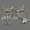 Zinc Alloy Pendant Rhinestone Setting, Owl, plated cadmium free Approx 2mm, Approx 