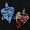 Lampwork Pendants, Heart, handmade, gold sand Approx 