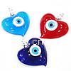 Evil Eye Lampwork Pendants, Heart Approx 5mm 