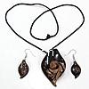 Lampwork Jewelry Sets, earring & necklace, with Nylon, iron earring hook, Leaf Inch 