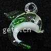 Animal Lampwork Pendants, Dolphin, light green Approx 2.5mm 