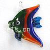 Tier Murano Anhänger, Lampwork, Fisch, farbenfroh, 46x33x6mm, Bohrung:ca. 4mm, verkauft von PC