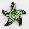 Pendentifs Murano fleur intérieur, chalumeau, étoile, fleur intérieure, vert Environ 5mm, Vendu par PC