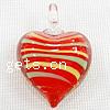 Lampwork Pendants, Heart, handmade, stripe Approx 4mm 