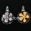 Inner Flower Lampwork Pendants, Flat Round Approx 3mm 