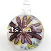 Inner Flower Lampwork Pendants, Flat Round Approx 3mm 