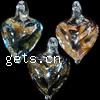 Lampwork Pendants, Heart, handmade, gold sand Approx 3mm 