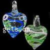 Lampwork Pendants, Heart, handmade, stripe Approx 3mm 