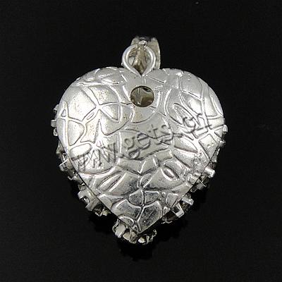 Brass Heart Pendants, plated, with rhinestone, more colors for choice, 18x18x9mm, Hole:Approx 4mm, Sold By PC