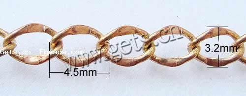 Messing ovale Kette, plattiert, Twist oval, keine, frei von Kadmium, 4.5x3.2x0.5mm, 100m/Strang, verkauft von Strang