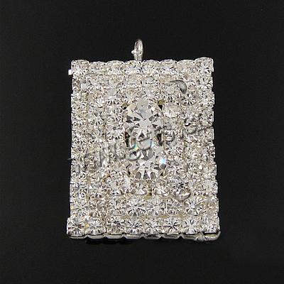 Pendentifs strass en laiton, rectangle, Placage, avec strass, plus de couleurs à choisir, 25x21x16mm, Trou:Environ 2mm, Vendu par PC