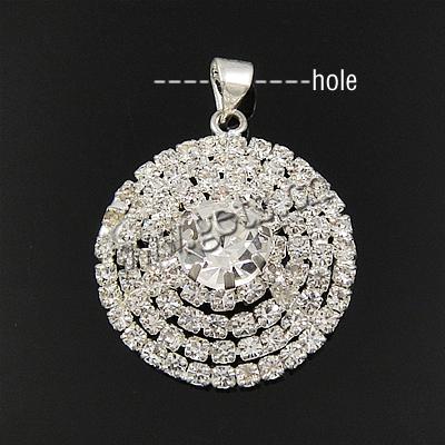 Rhinestone Brass Pendants, Flat Round, plated, with rhinestone, more colors for choice, 22.5x22.5x10mm, Hole:Approx 4mm, Sold By PC